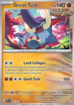 Great Tusk Pokemon card from Temporal Forces