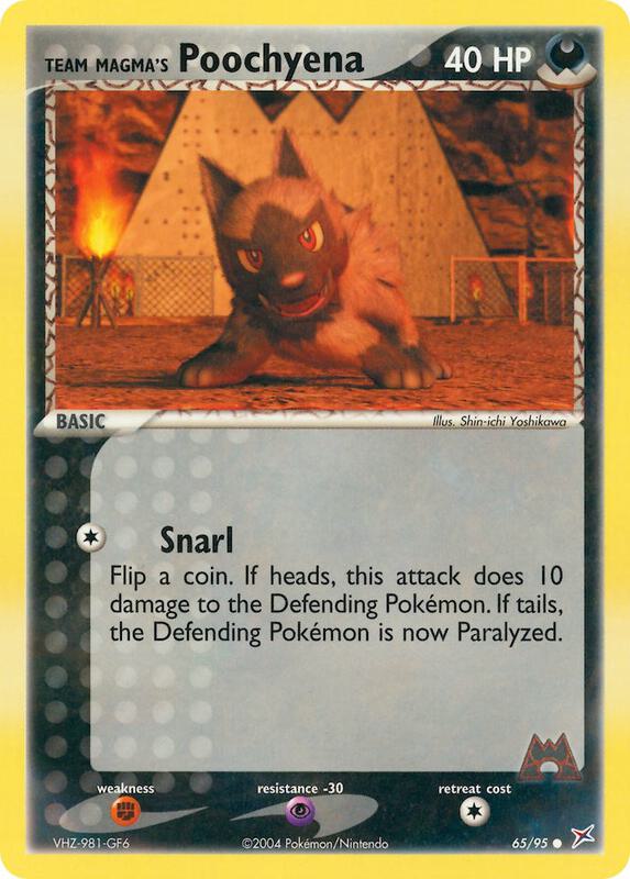 Team Magma's Poochyena Pokemon card from Team Magma vs Team Aqua