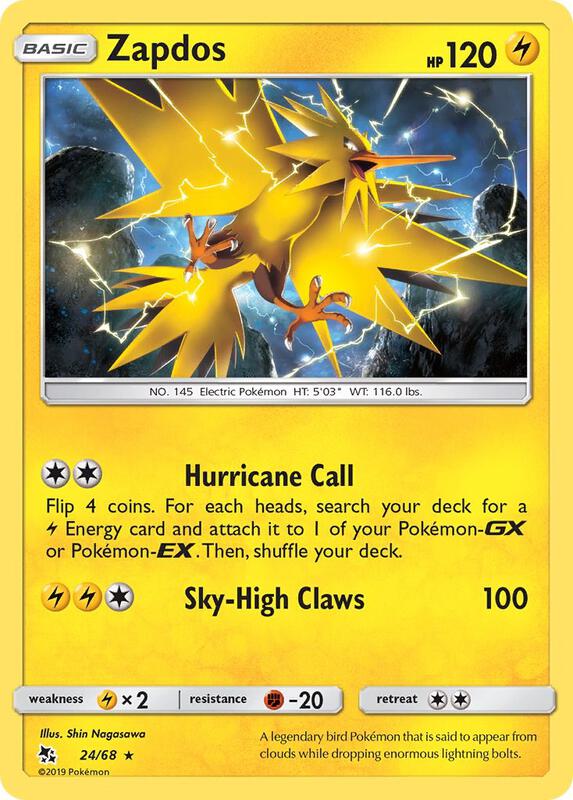 Zapdos Pokemon card from Hidden Fates