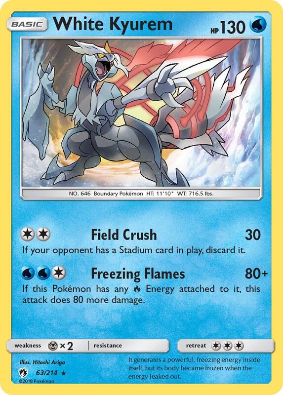 White Kyurem Pokemon card from SM - Lost Thunder