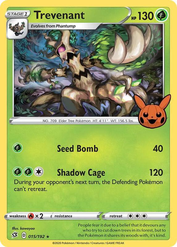 Trevenant Pokemon card from Trick or Trade BOOster Bundle