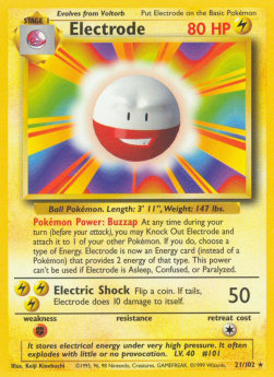 Electrode Pokemon card from Base Set