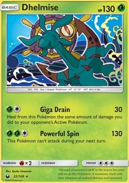 Dhelmise Pokemon card from Celestial Storm