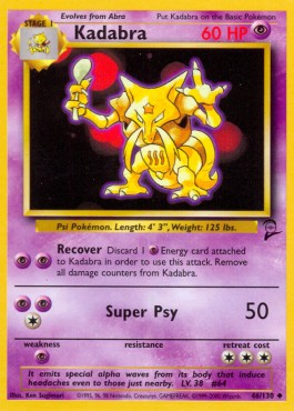 Kadabra Pokemon card from Base Set 2