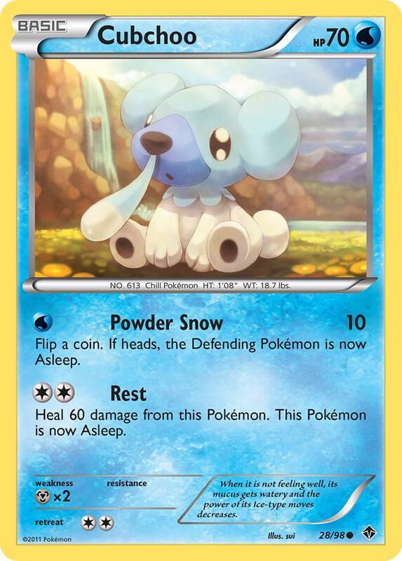 Cubchoo (28) Pokemon card from Emerging Powers