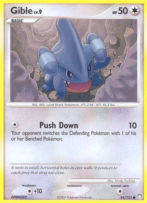 Gible Pokemon card from Mysterious Treasures