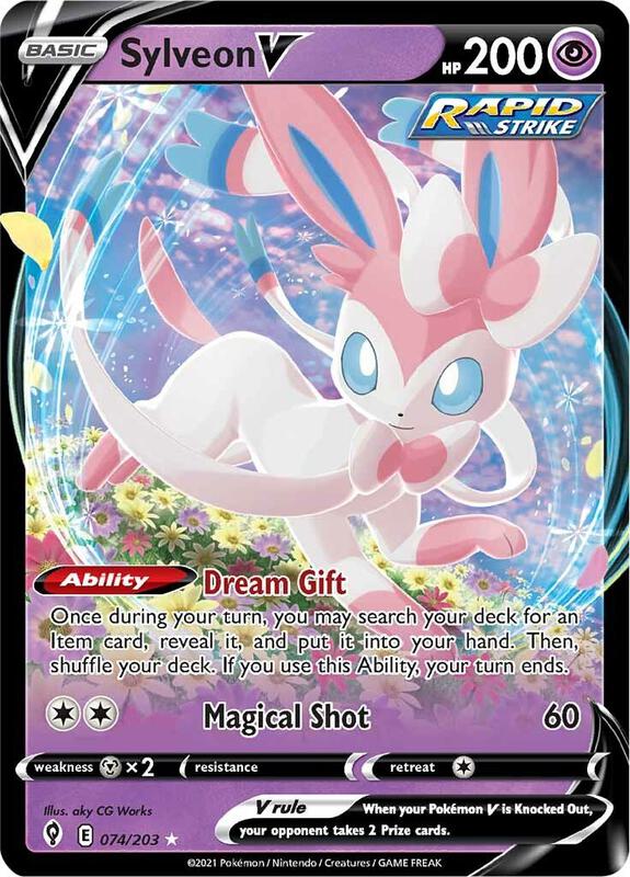 Sylveon V Pokemon card from SWSH07: Evolving Skies