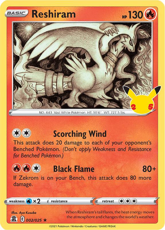 Reshiram Pokemon card from Celebrations
