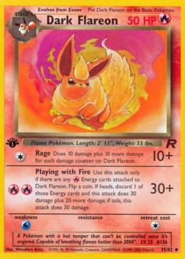 Dark Flareon Pokemon card from Team Rocket