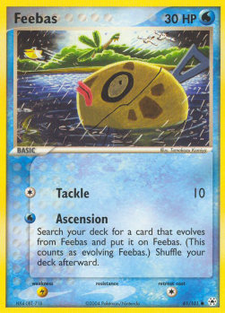 Feebas Pokemon card from EX Hidden Legends