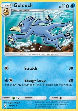 Golduck Pokemon card from Cosmic Eclipse