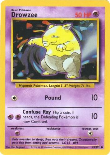 Drowzee Pokemon card from Base Set