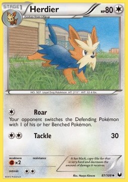 Herdier Pokemon card from Dark Explorers