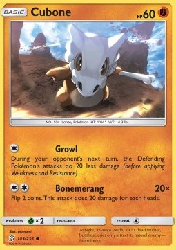 Cubone Pokemon card from Unified Minds