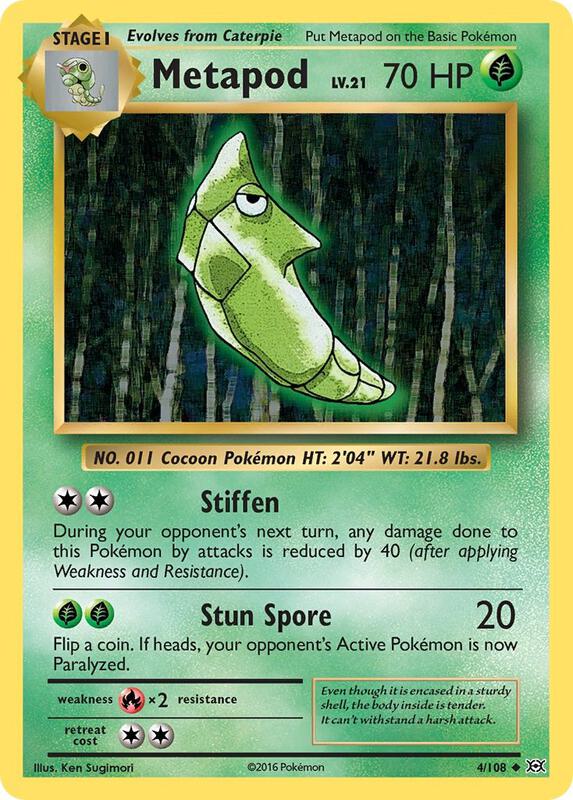 Metapod Pokemon card from XY - Evolutions