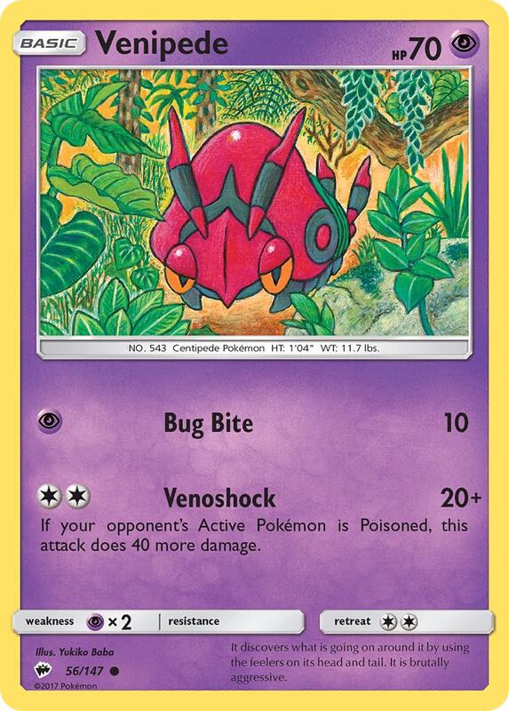 Venipede Pokemon card from SM - Burning Shadows