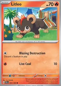 Litleo Pokemon card from Paldea Evolved