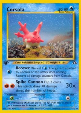 Corsola Pokemon card from Neo Discovery