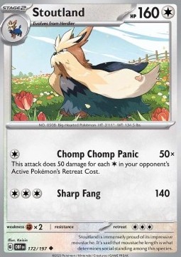 Stoutland Pokemon card from Obsidian Flames