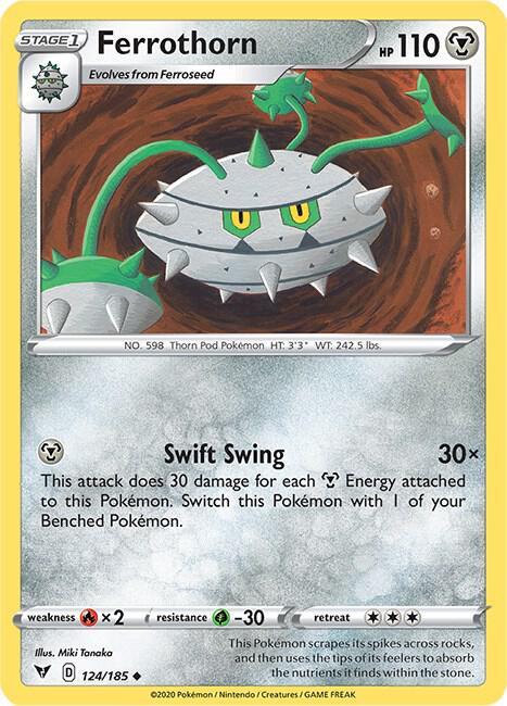 Ferrothorn Pokemon card from SWSH04: Vivid Voltage