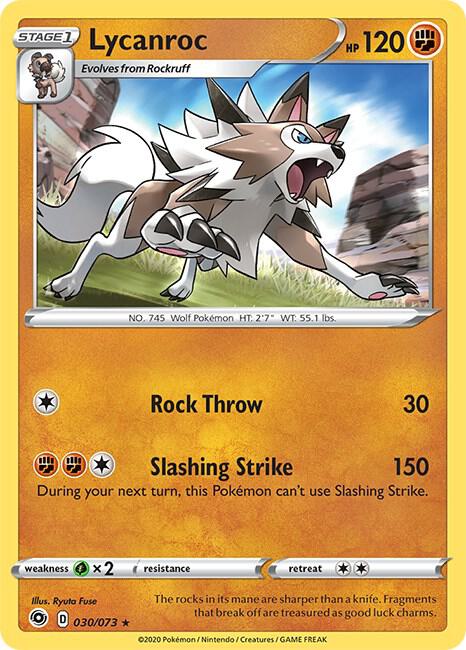 Lycanroc Pokemon card from Champion's Path