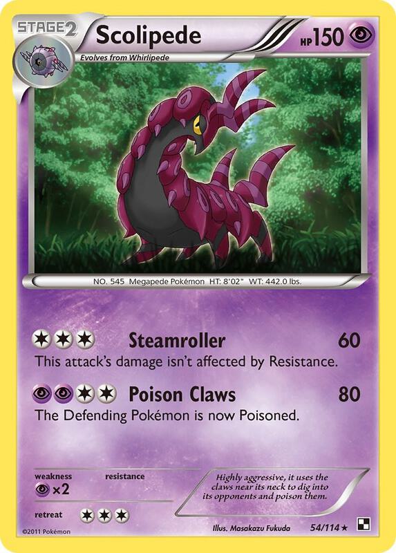 Scolipede Pokemon card from Black and White