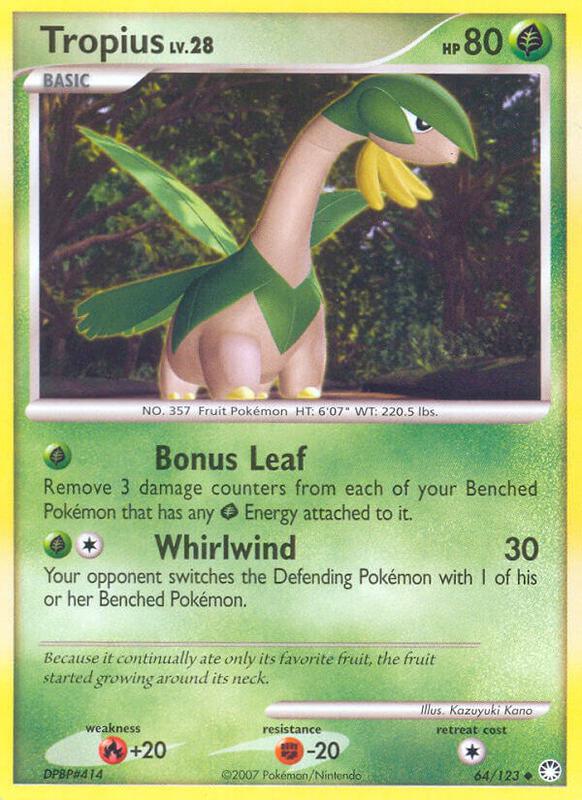 Tropius Pokemon card from Mysterious Treasures
