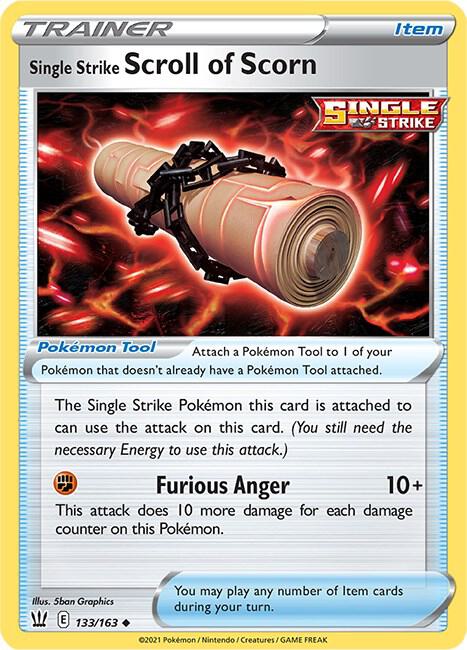 Single Strike Scroll of Scorn Pokemon card from SWSH05: Battle