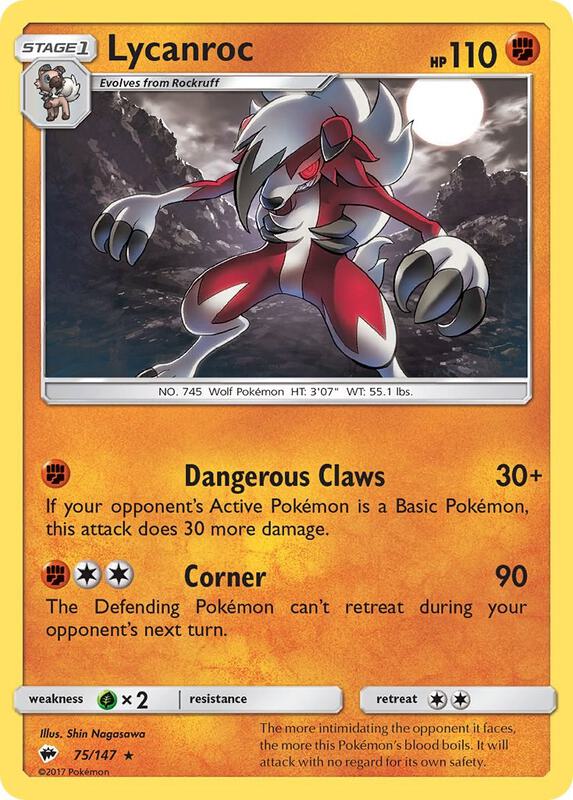 Lycanroc (75) Pokemon card from SM - Burning Shadows