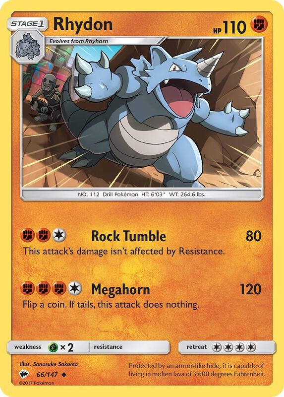Rhydon Pokemon card from SM - Burning Shadows