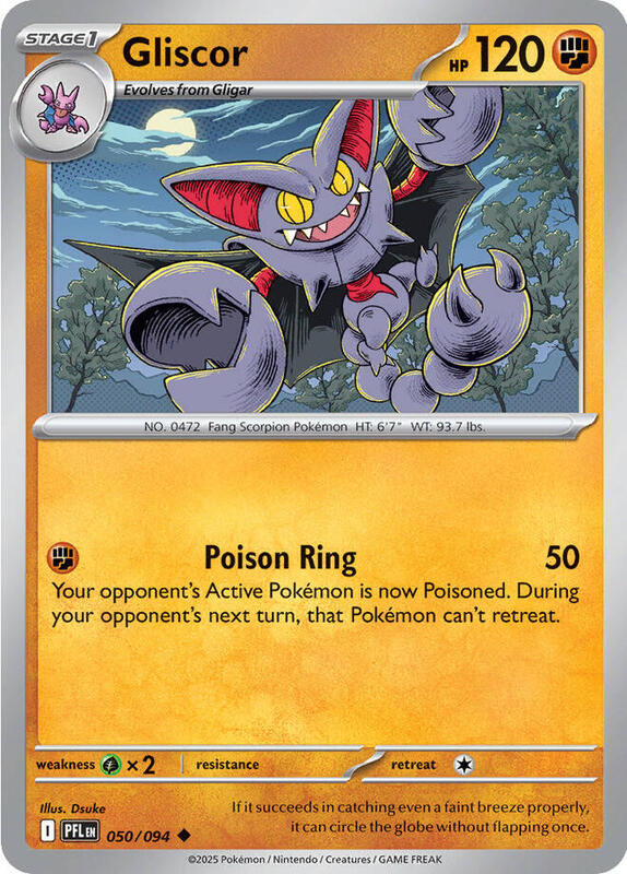 Gliscor Pokemon card from ME02: Phantasmal Flames