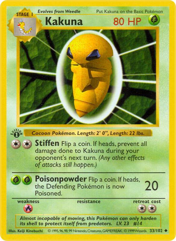 Kakuna Pokemon card from Base Set (Shadowless)