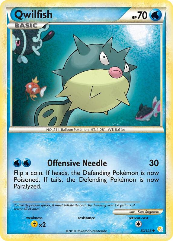Qwilfish Pokemon card from HeartGold SoulSilver