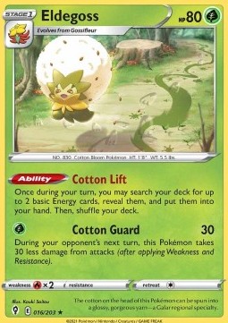 Eldegoss Pokemon card from Evolving Skies