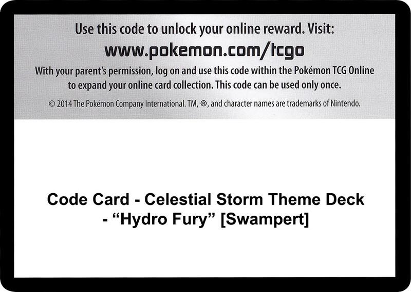 Code Card - Celestial Storm Theme Deck - "Hydro Fury" [Swampert] Pokemon card from SM - Celestial Storm