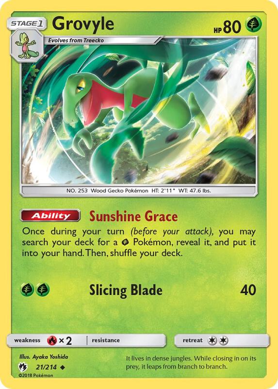 Grovyle Pokemon card from SM - Lost Thunder