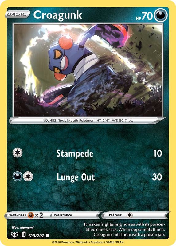 Croagunk Pokemon card from SWSH01: Sword & Shield Base Set