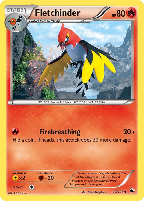 Fletchinder Pokemon card from XY - Flashfire