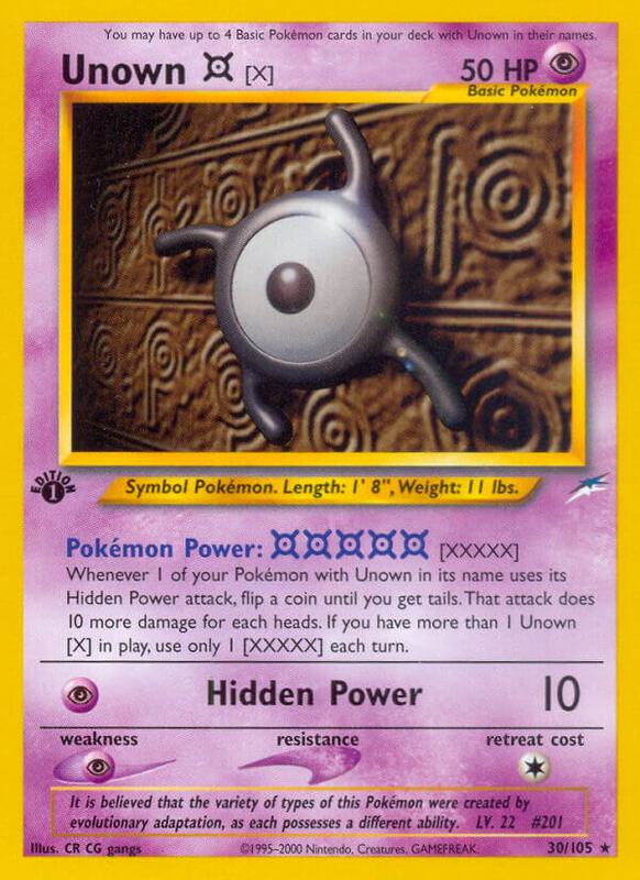 Unown [X] Pokemon card from Neo Destiny