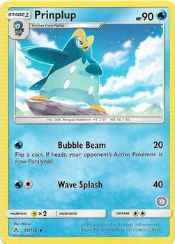 Prinplup (13) Pokemon card from SM Trainer Kit: Alolan Sandslash & Alolan Ninetales