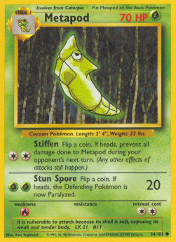 Metapod Pokemon card from Base Set