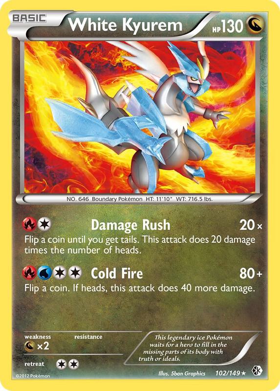 White Kyurem Pokemon card from Boundaries Crossed