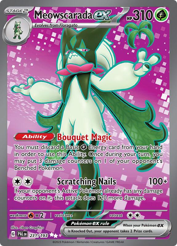Meowscarada ex Pokemon card from SV02: Paldea Evolved