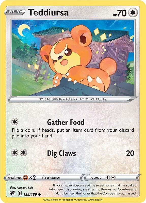 Teddiursa Pokemon card from SWSH10: Astral Radiance