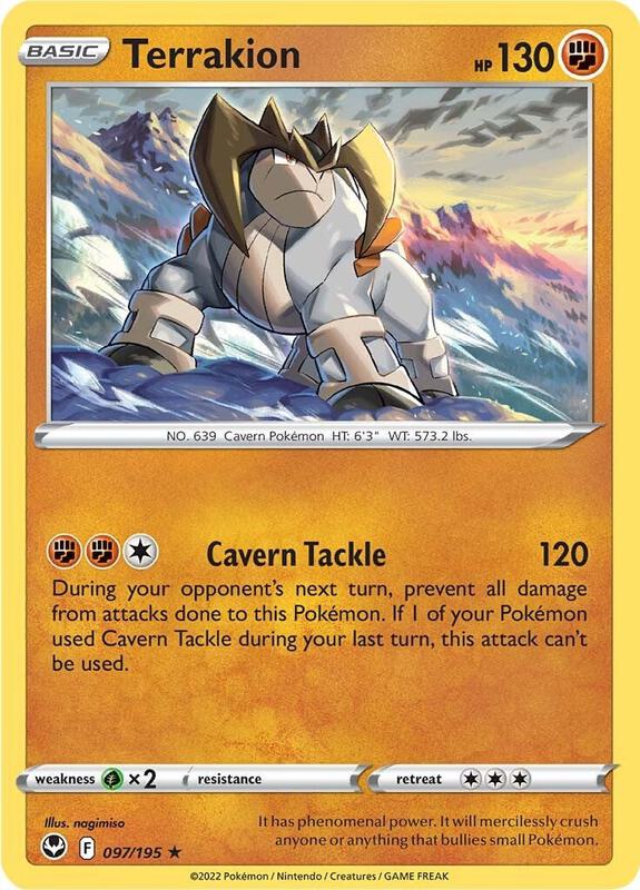 Terrakion Pokemon card from SWSH12: Silver Tempest