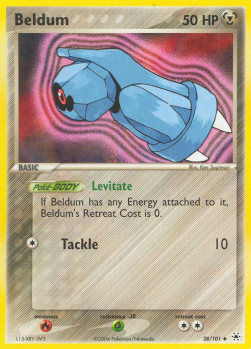 Beldum Pokemon card from EX Hidden Legends