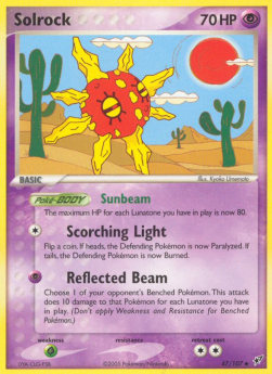 Solrock Pokemon card from EX Deoxys