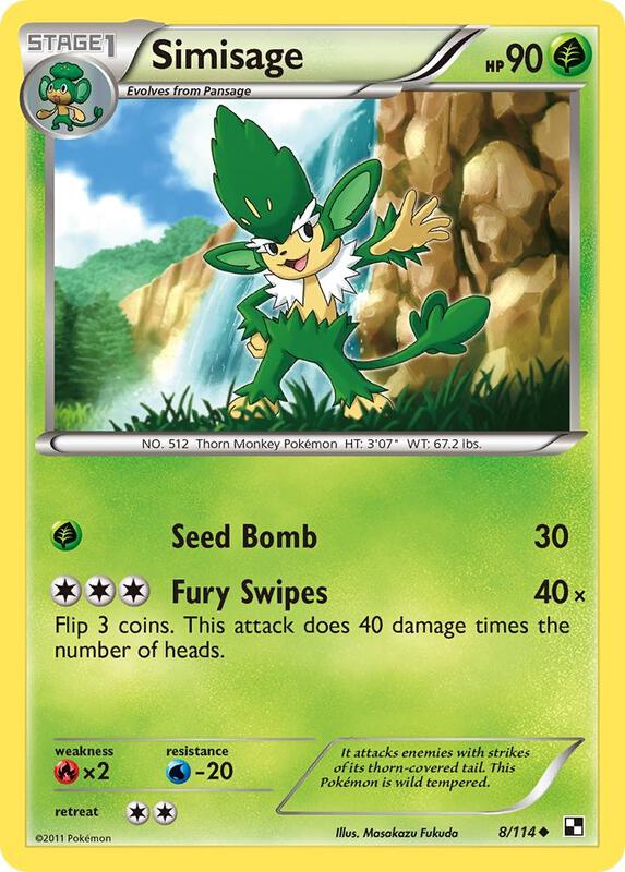 Simisage Pokemon card from Black and White