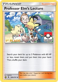 Professor Elm's Lecture - 188a/214 (League Challenge) [1st Place] Pokemon card from League & Championship Cards