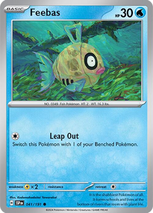 Feebas Pokemon card from SV08: Surging Sparks